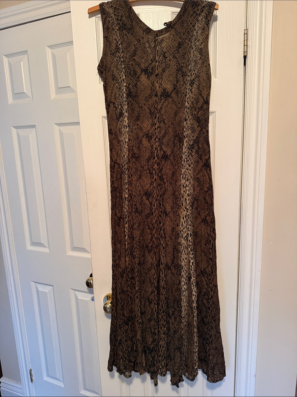 Herstyle Brown Snake-Print Maxi Skirt